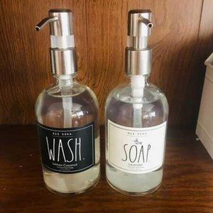 Rae Dunn glass hand soap set - kitchen home decor - farmhouse
